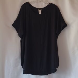 Matty M French Terry Roll Cuff Tee Top Black Size XXL NWOT